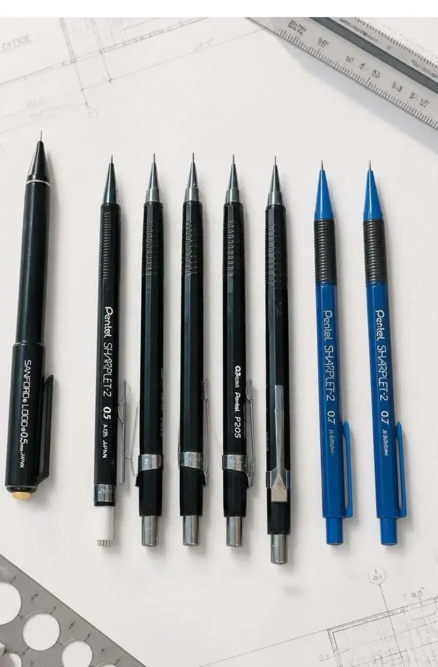 Vintage Pentel Japan Mechanical Pencil Lot P205 P207 Sharplet, Sanford LOGO, 0.5